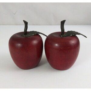 Vintage Price Import Wooden Apple 3.5" Salt & Pepper Shakers